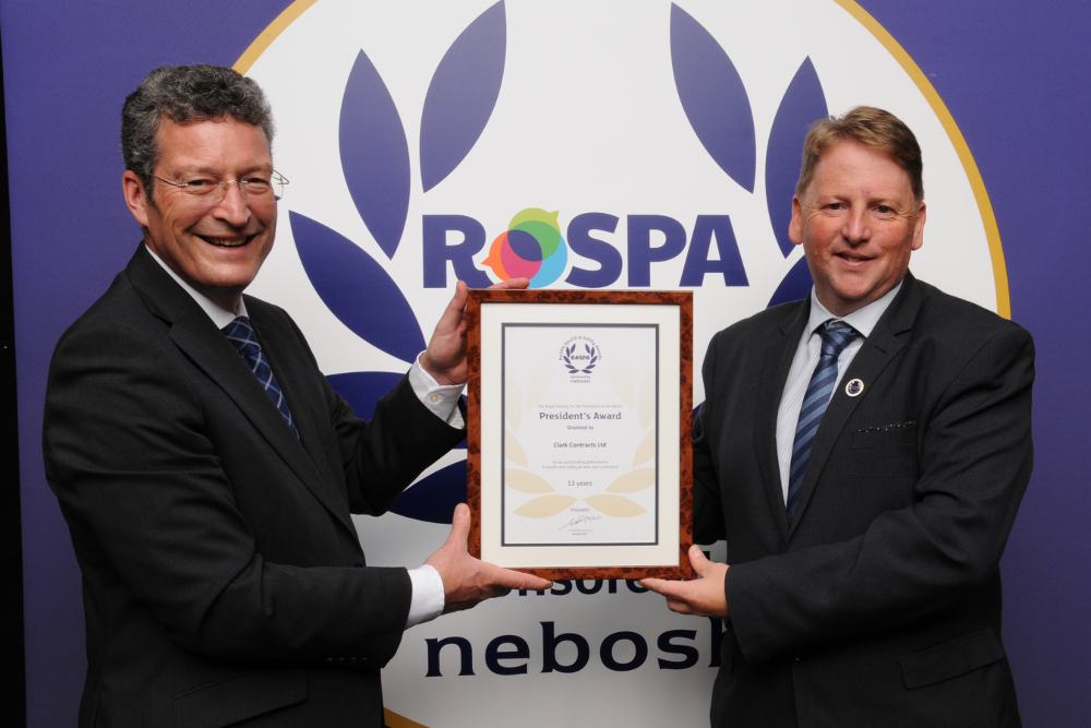 Clark Contracts presented with fourth consecutive RoSPA President’s Award