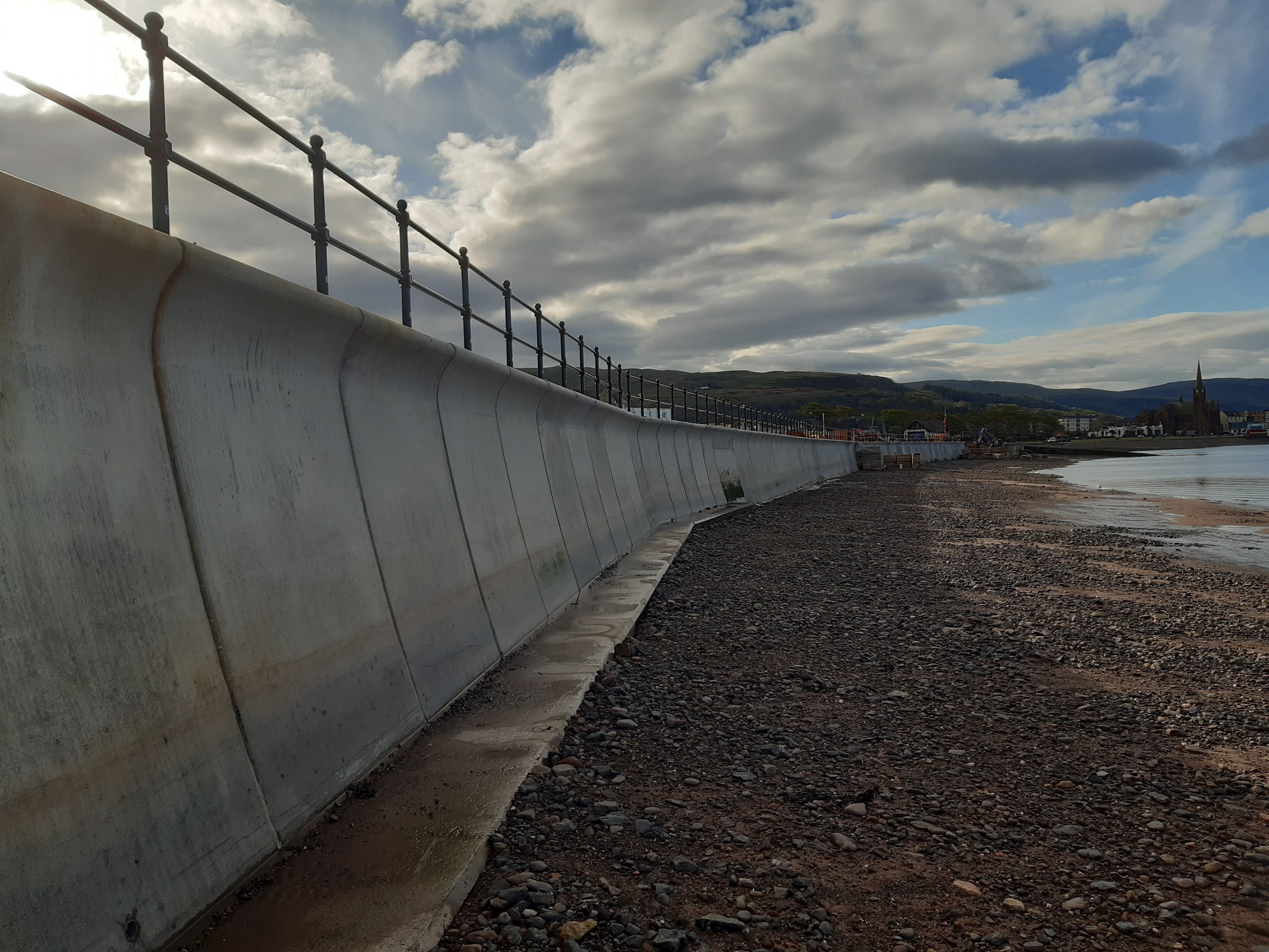 Construction work on Largs seawall in the final stages