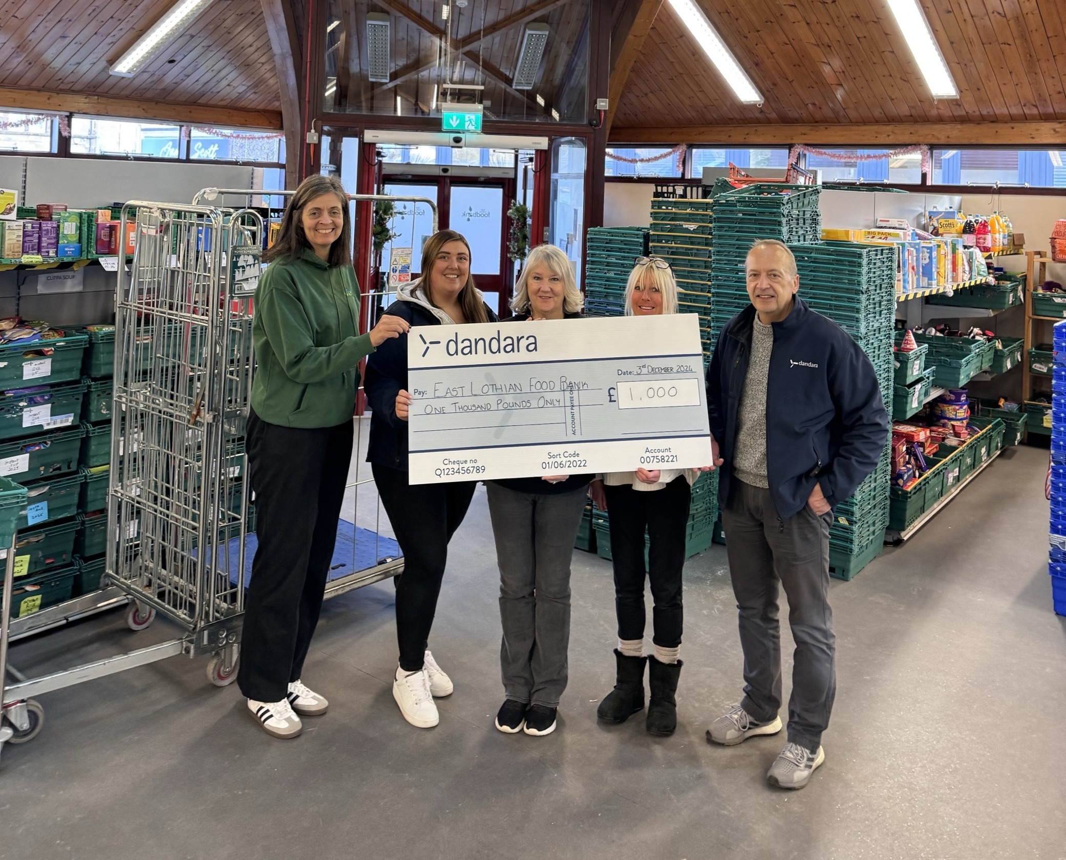 Dandara supports East Lothian foodbank with Christmas donation