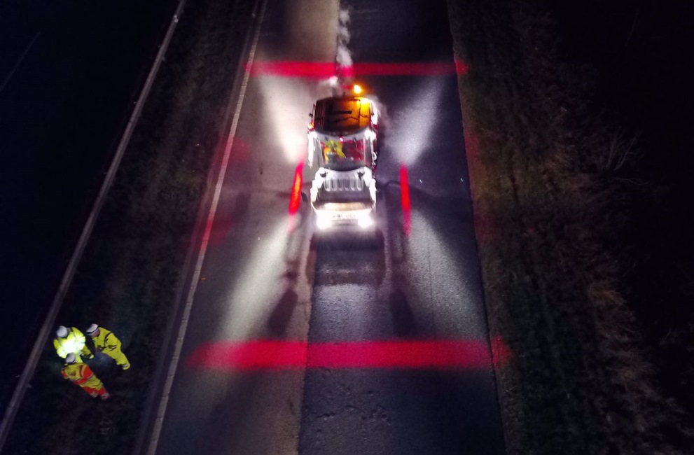 And finally… Red lights used to mark danger zone around construction machinery